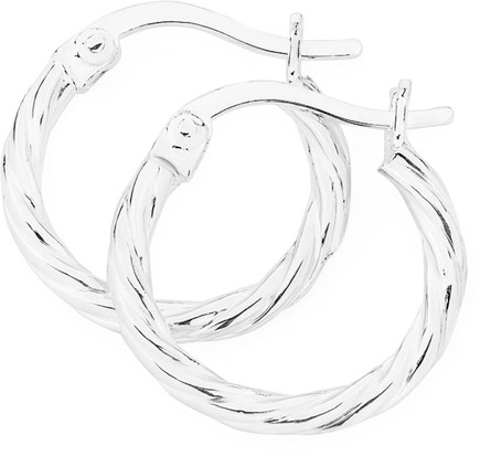 Sterling Silver 15mm Twist Hoop Earrings