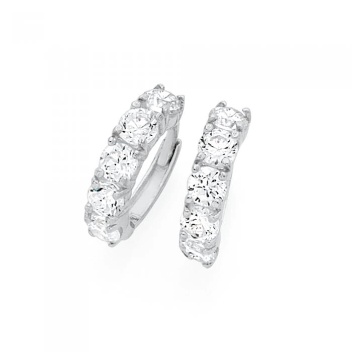 Sterling Silver Cubic Zirconia Huggies