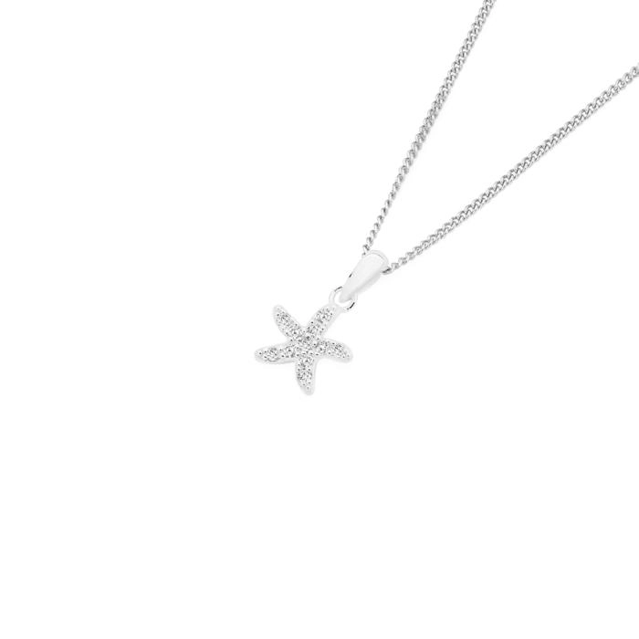 Sterling Silver Cubic Zirconia Pave Starfish Pendant