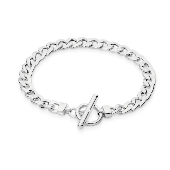 Sterling Silver Fine Long Link FOB Bracelet