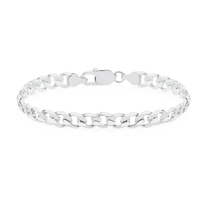 Sterling Silver Men's 21cm Diamond Cut Curb Bracelet