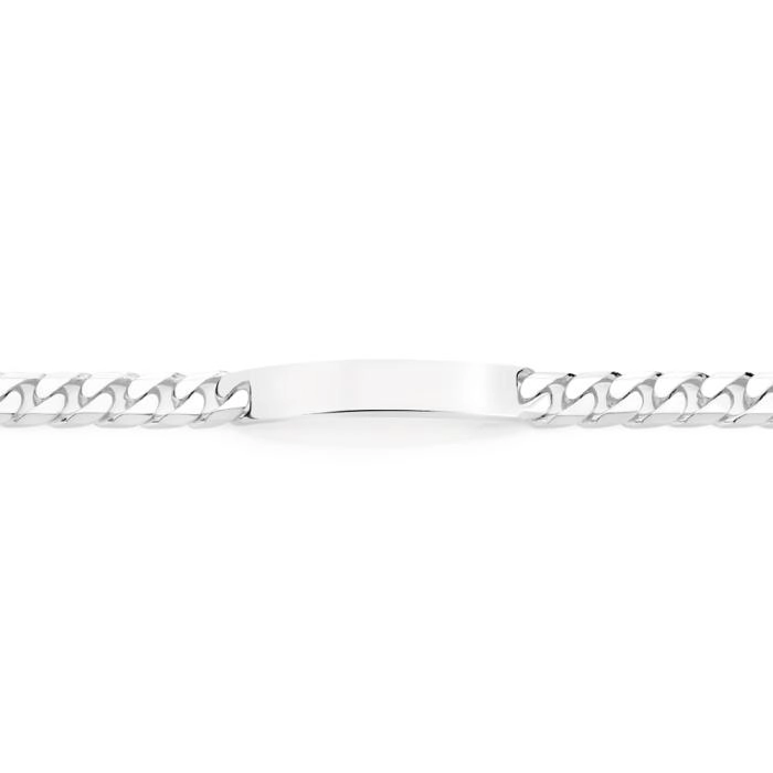 Sterling Silver Men's 21cm Diamond Cut Curb Id Bracelet