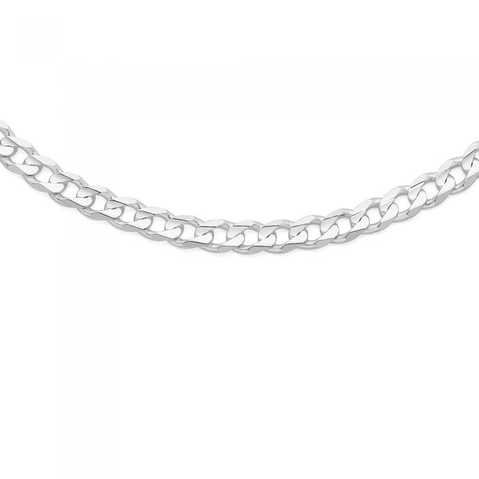 Sterling Silver Men's 55cm Diamond Cut Bevelled Curb Chain