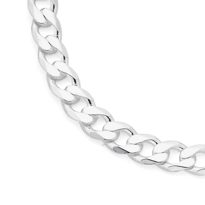 Sterling Silver Men's 55cm Flat Dia Cut Curb Chain