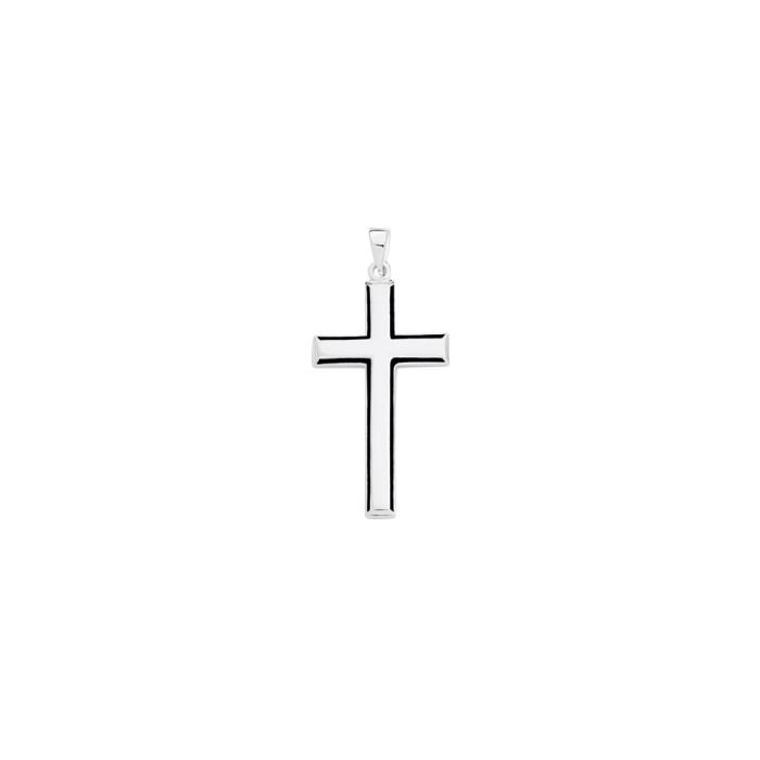 Sterling Silver Men's Oxidised Edges Flat Cross Pendant