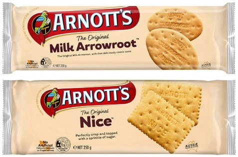 Arnott’s Milk Arrowroot or Nice Biscuits 250g