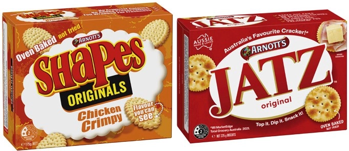 Arnott's Shapes or Jatz Crackers 130g-225g