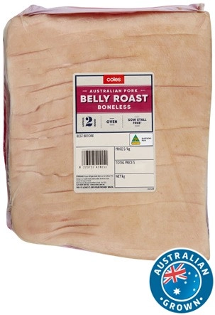 Coles Australian Pork Belly Roast Boneless