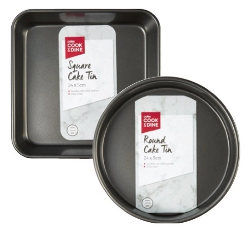 Coles Cook & Dine Round or Square Cake Tins 24cm