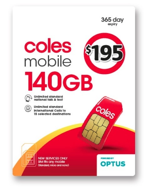 Coles Mobile $195 Prepaid SIM