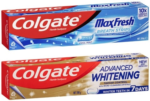 Colgate Advanced Tartar & Whitening or Max Fresh Toothpaste 200g