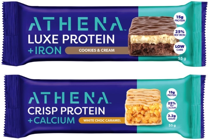 NEW Athena Luxe Protein + Iron or Crisp Protein + Calcium Bar 55g