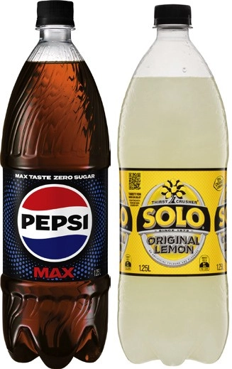 Pepsi, Solo or Sunkist Soft Drink 1.25 Litre