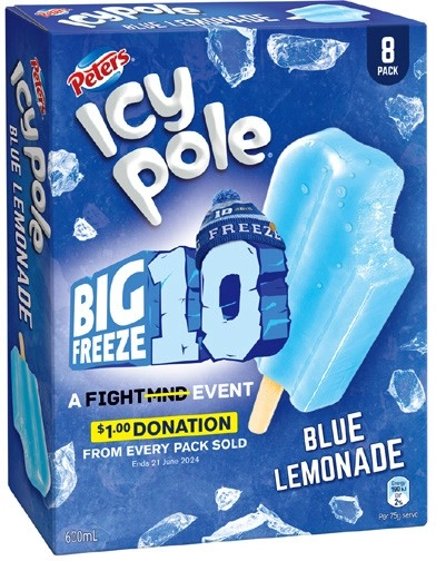 Peters Fight MND Icy Pole 8 Pack 600mL