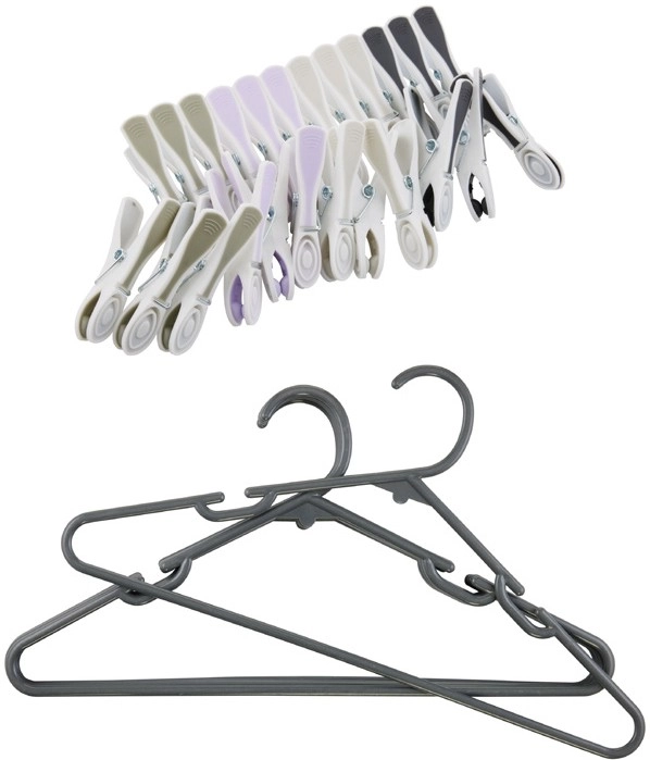 Plastic Clothes Pegs 24 Pack or Coat Hangers 6 Pack