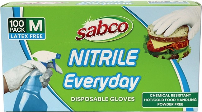 Sabco Nitrile Everyday Disposable Gloves Medium 100 Pack