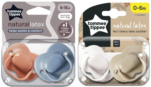 Tommee Tippee Natural Latex Cherry Soothers 0-6 Months or 6-18 Months 2 Pack