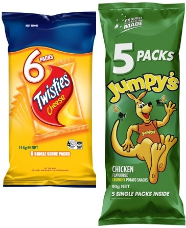 Twisties 6 Pack or Jumpy's or Doritos 5 Pack