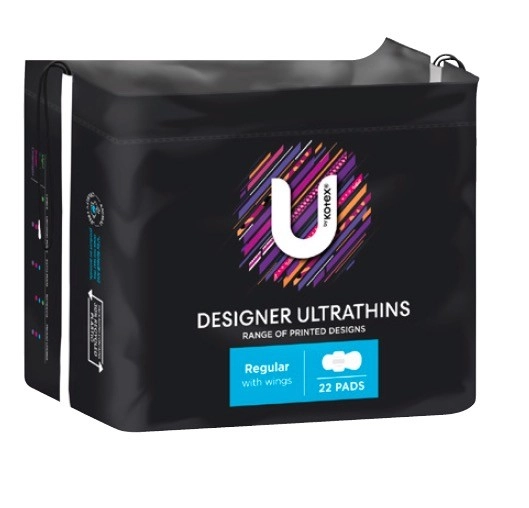 U By Kotex Designer Ultra Thin Regular Pads With Wings 22 Pack