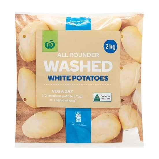 Australian Washed White Potatoes 2 kg Pack