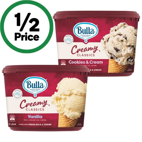 Bulla Creamy Classics Ice Cream 2 Litre – From the Freezer