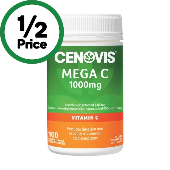 Cenovis Mega C 1000mg Chewable Tablets Pk 100~