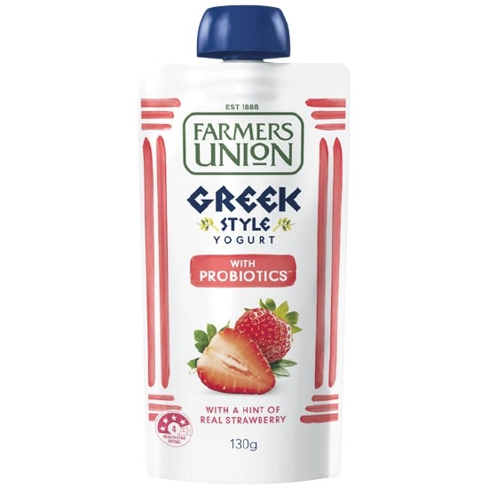 Farmers Union Greek Style Yogurt Pouch 130g – From the Fridge