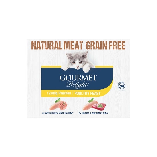 Gourmet Delight Wet Cat Food Pk 12 x 80g