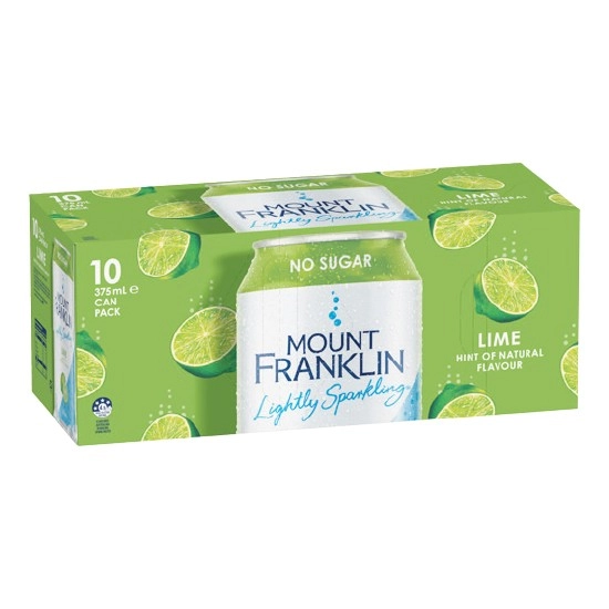 Mount Franklin Lightly Sparkling Water Cans 10 x 375ml