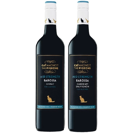 NEW Cat Amongst The Pigeons Mid Strength Shiraz OR Cabernet Sauvignon 750ml