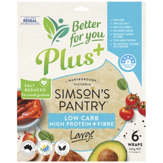 Simson's High Protein Low Carb Wrap 420g Pk 6