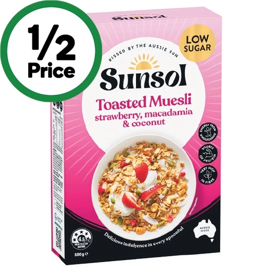 Sunsol Toasted Muesli or Granola 450-500g