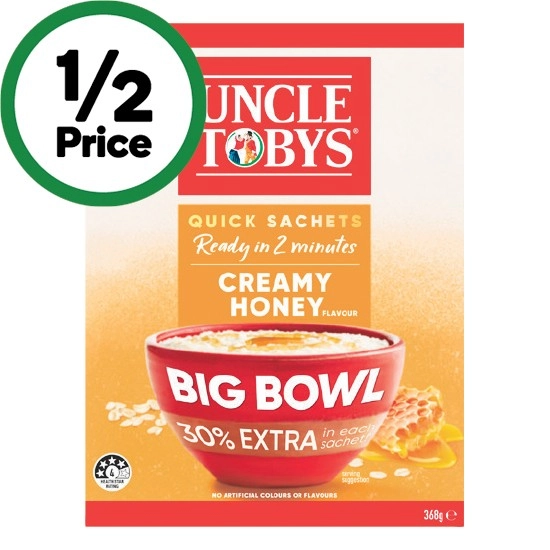 Uncle Tobys Big Bowl Oats 368g Pk 8