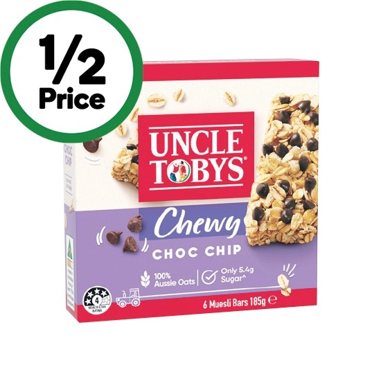 Uncle Tobys Muesli Bars 185g Pk 6