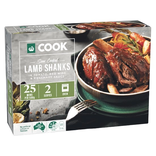 Woolworths COOK Lamb Shanks in Tomato, Red Wine & Rosemary Sauce