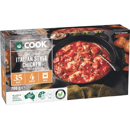 Woolworths COOK Slow Cooked Italian Style Chicken in Tomato Sauce 700g