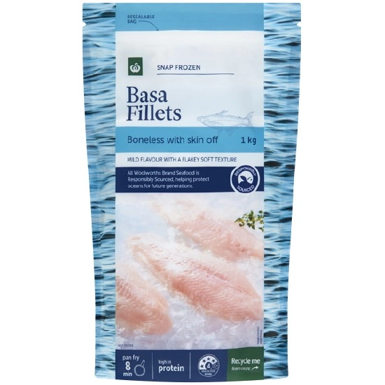 Woolworths Frozen Basa Fillets 1 kg – From the Seafood Freezer