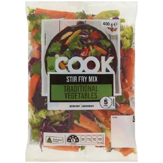 Woolworths Simply Stir-Fry Australian Traditional Vegetables 400g Pack