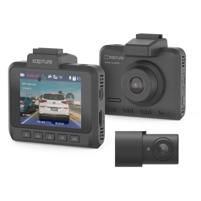 Kapture KPT-1024 FHD Front and Rear Cash Camera with 2.4" Screen Wi-Fi/GPS Logger