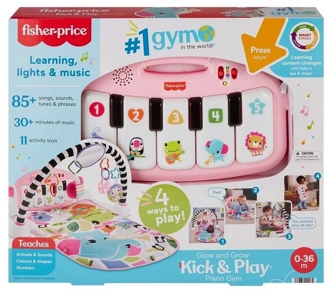 Fisher-Price Glow & Grow Kick ‘N Play Piano Gym in Pink