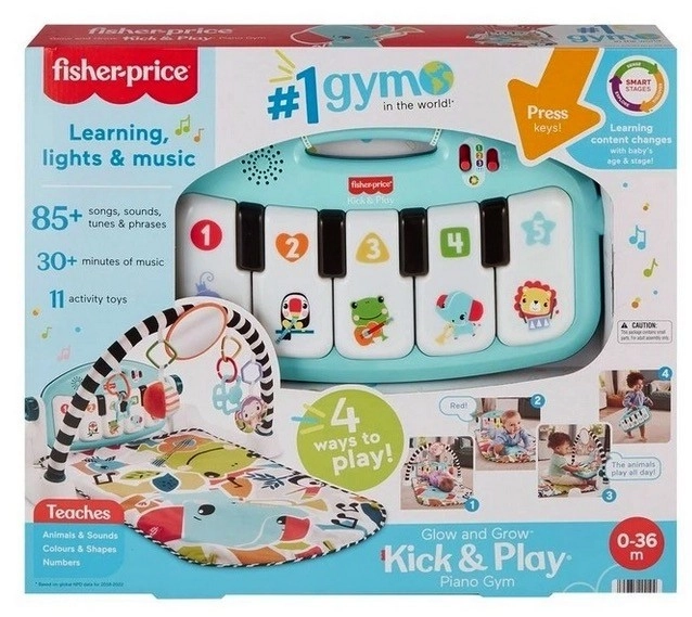 Fisher-Price Glow & Grow Kick ‘N Play Piano Gym in Sky Blue