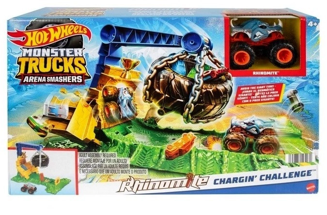 Hot Wheels Monster Trucks Rhinomite Chargin Challenge Playset