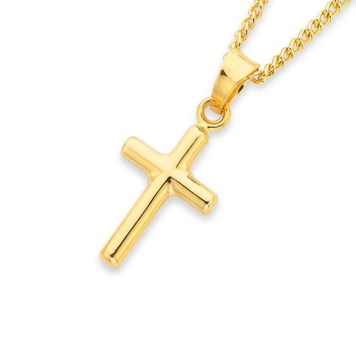 9ct Gold 15mm Plain Cross Pendant