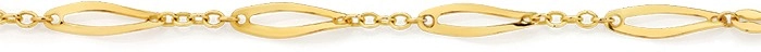 9ct Gold 19cm 5+1 Open Eyelet Bracelet