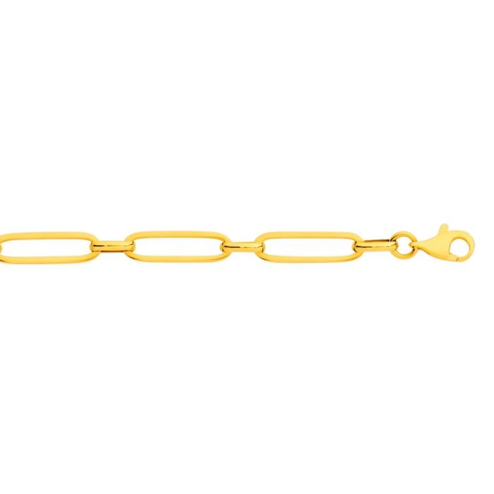 9ct Gold 19cm Hollow Fancy Figaro Paper Clip Bracelet