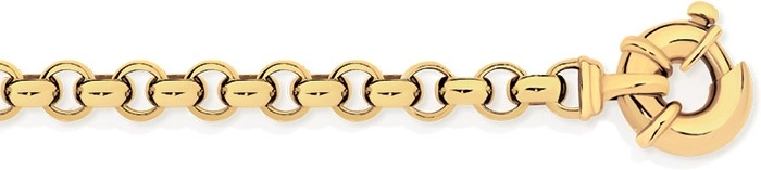 9ct Gold 19cm Solid Belcher Bolt Ring Bracelet