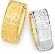 9ct Gold 2-Tone 10mm Reversible Huggie Earrings