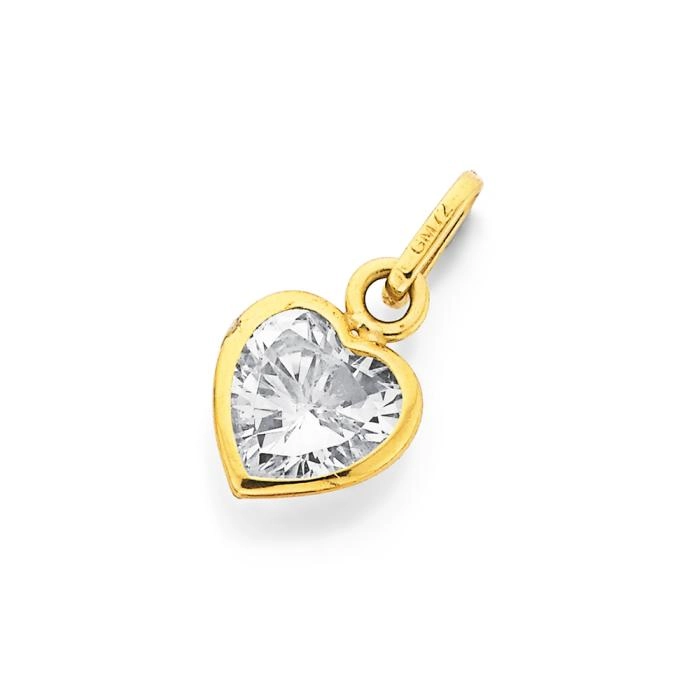 9ct Gold Cubic Zirconia Heart Pendant