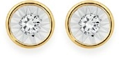 9ct Gold Diamond Bezel Set Stud Earrings