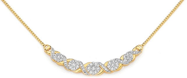 9ct Gold Diamond Cluster Hugs & Kisses Necklet